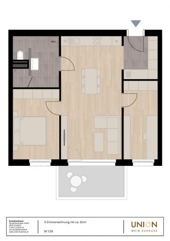 Tolle 3-Zimmerwohnung in der UNION Lustenau - Grundriss_3-Zimmerwohnung_Bad links (18859)