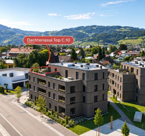 Penthouse über den Dächern von Lustenau. 63 m² Wohnraum. 72 m² Dachterrasse. - Ansicht Dachterrasse (2) (19927)